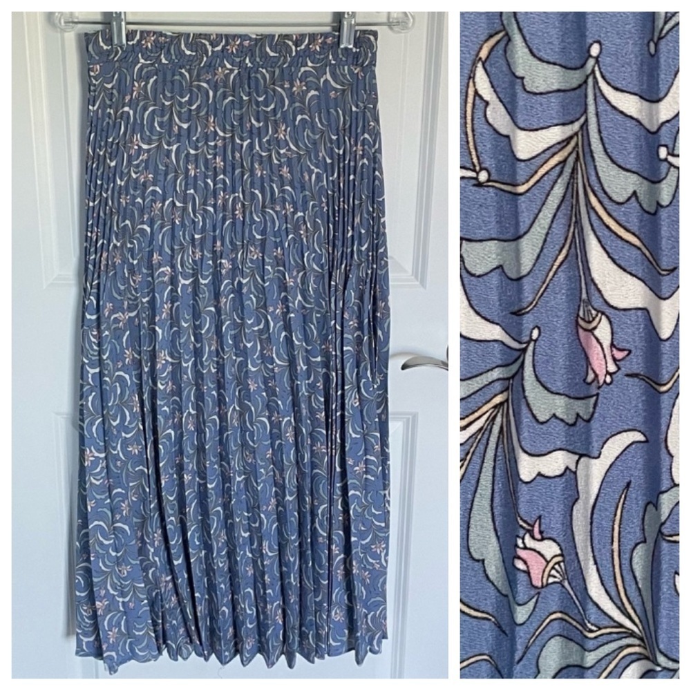 Max Studio floral pleated midi Skirt blue 47585
